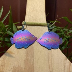Oil colored vintage fish earrings